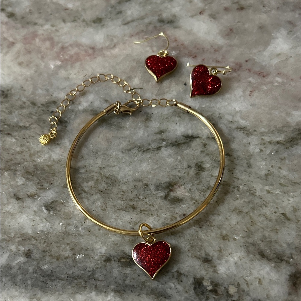 Gold Heart Jewelry Set